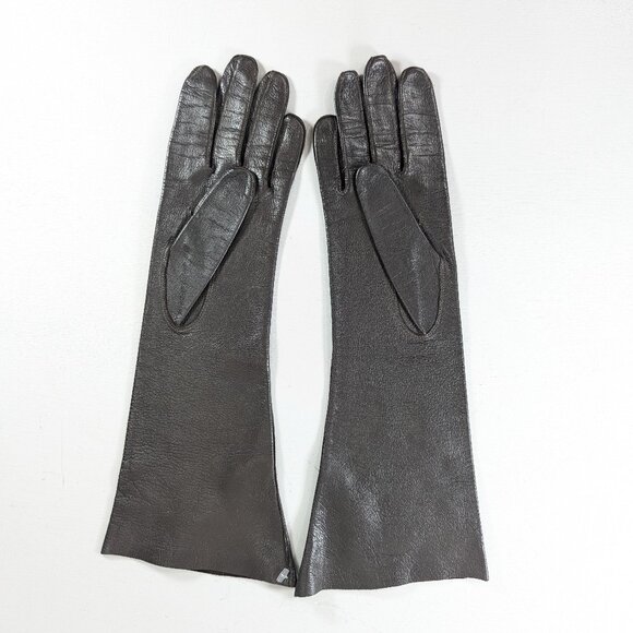 Vintage brown Real Kid leather gloves size 6.5 - Picture 2 of 6
